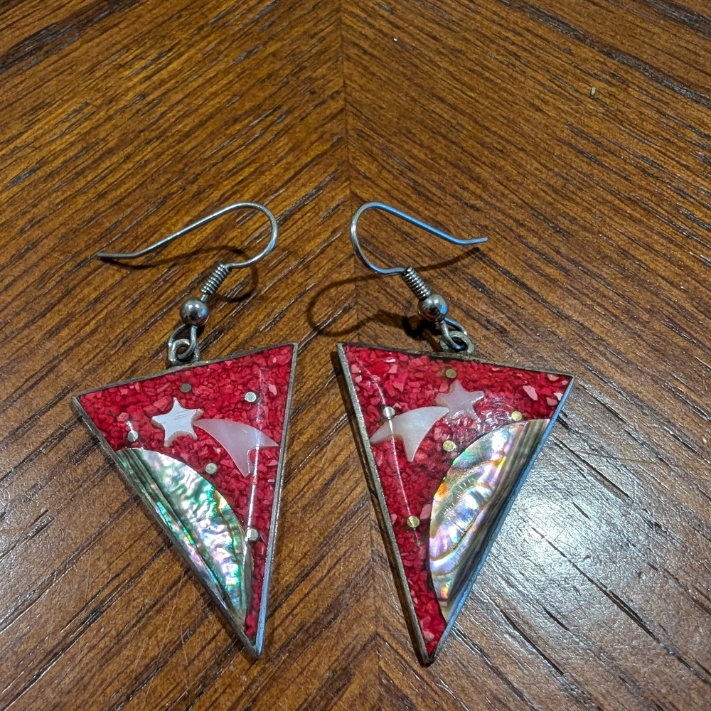 Shooting star inlay earrings